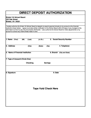 Direct Deposit Authorization Form