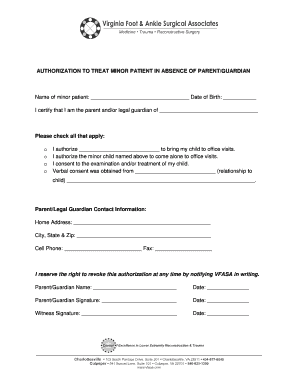 Authorization to Treat Minor Patient