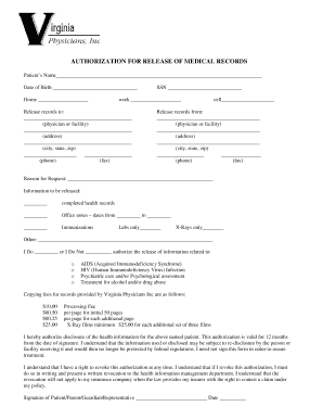 Authorization for Release of Medical Records