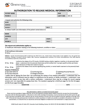 Authorization to Release Medical Information