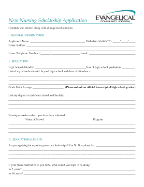 New Nursing Scholarship Application Form