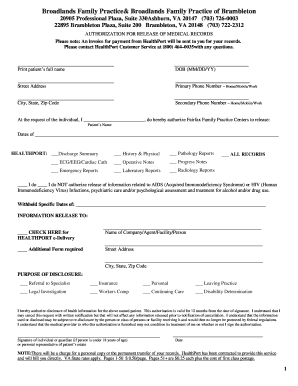 Authorization for Release of Medical Records