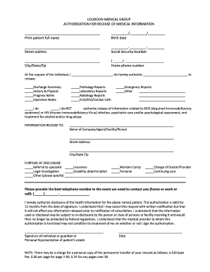 Authorization for Release of Medical Information
