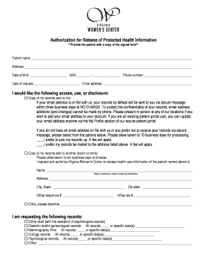 Authorization for Release of Protected Health Information