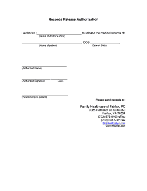 Medical Records Release Authorization