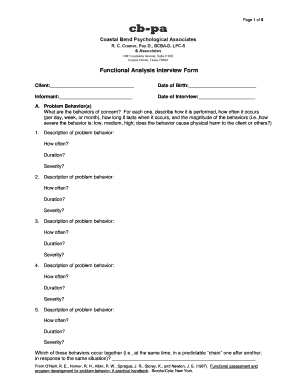 Functional Analysis Interview Form
