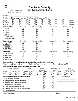 Functional Capacity Self-Assessment Form