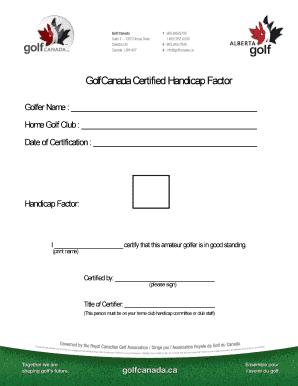 Golf Canada Certified Handicap Factor