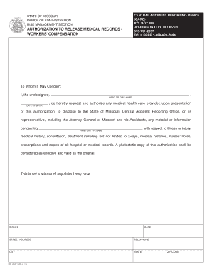 Missouri Workers' Compensation Authorization Form