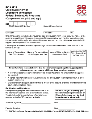 Child Support Verification Form