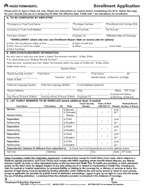 Kaiser Permanente Enrollment Application