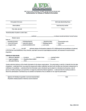 Authorization for Release of Medical Information