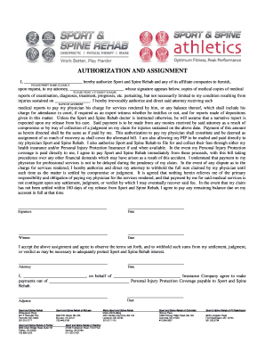 Authorization and Assignment for Medical Reports