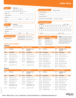 Medical Device Order Form