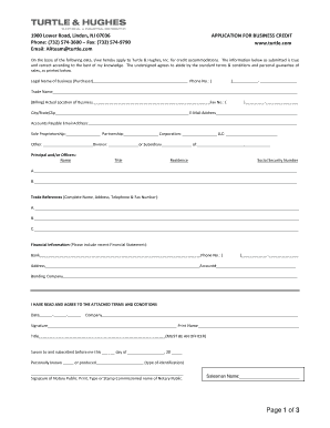 Turtle & Hughes Business Credit Application