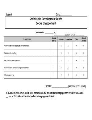 Social Skills Development Rubric