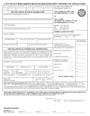 City of San Bernardino Business Registration Certificate Application