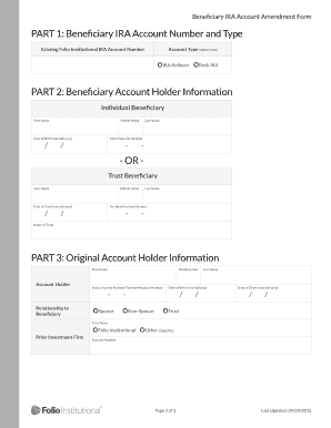 Beneficiary IRA Account Amendment Form