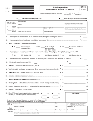 Utah Corporation Franchise or Income Tax Return