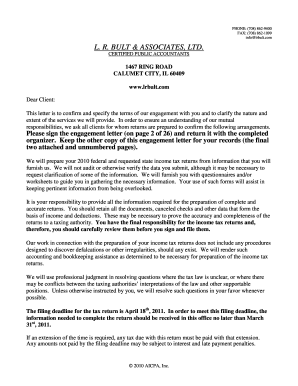 2010 Tax Return Engagement Letter