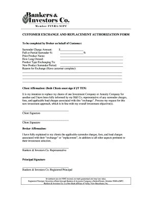 Customer Exchange and Replacement Authorization Form