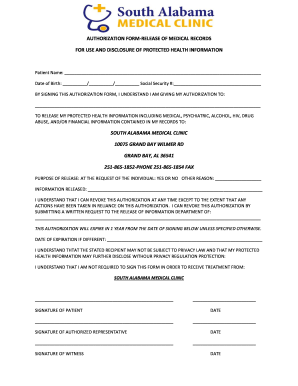 Authorization Form for Release of Medical Records