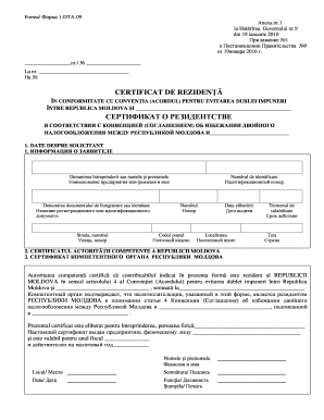 Moldova Tax Residency Certificate