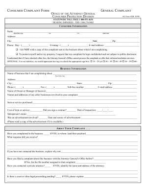 Consumer Complaint Form 1099