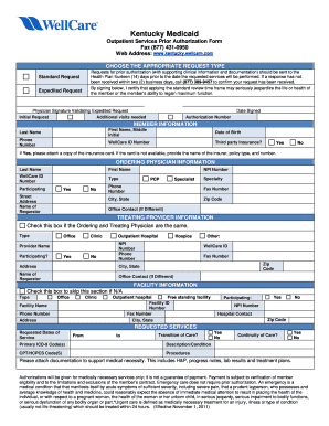 Kentucky Medicaid Outpatient Services Prior Authorization Form