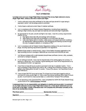 Pilot Affirmation Form