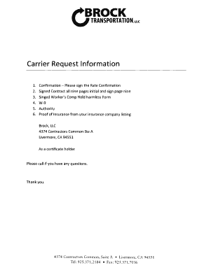 Brock LLC Carrier Agreement