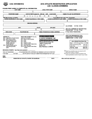USA Swimming 2016 Athlete Registration Application