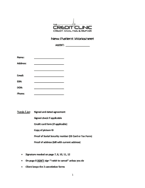 New Patient Worksheet