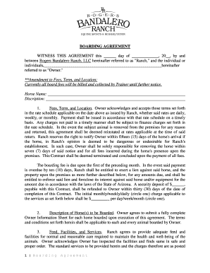 Horse Boarding Agreement
