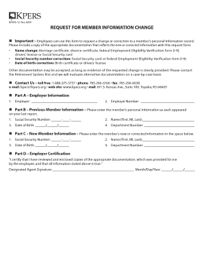 KPERS-12 Request for Member Information Change