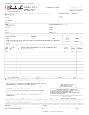 Straight Bill of Lading