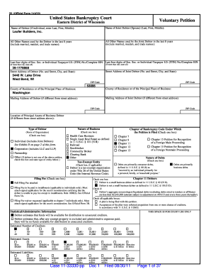US Bankruptcy Court Voluntary Petition