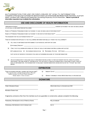 Authorization for Use or Disclosure of Health Information