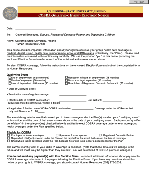 California COBRA Election Notice