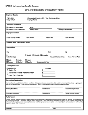 NABCO Life and Disability Enrollment Form