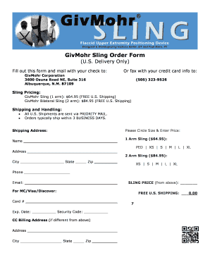 GivMohr Sling Order Form