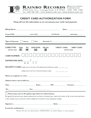 Credit Card Authorization Form