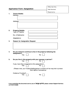 Tenant Assignation Application Form