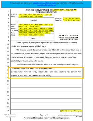Motion To Set Aside Order For Summary Eviction
