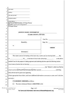 Justice Court Order Template