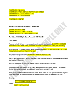 Notice of Habitability Problems