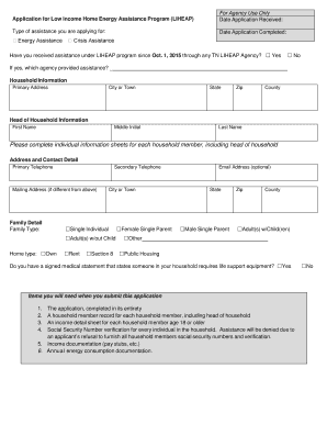 Tennessee LIHEAP Application Form