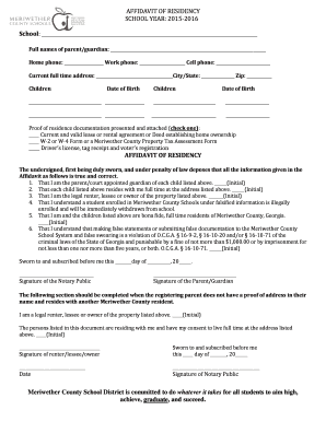 Affidavit of Residency