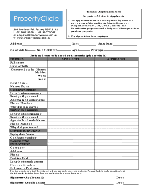 Tenancy Application Form
