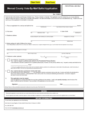 Merced County Vote-By-Mail Ballot Application